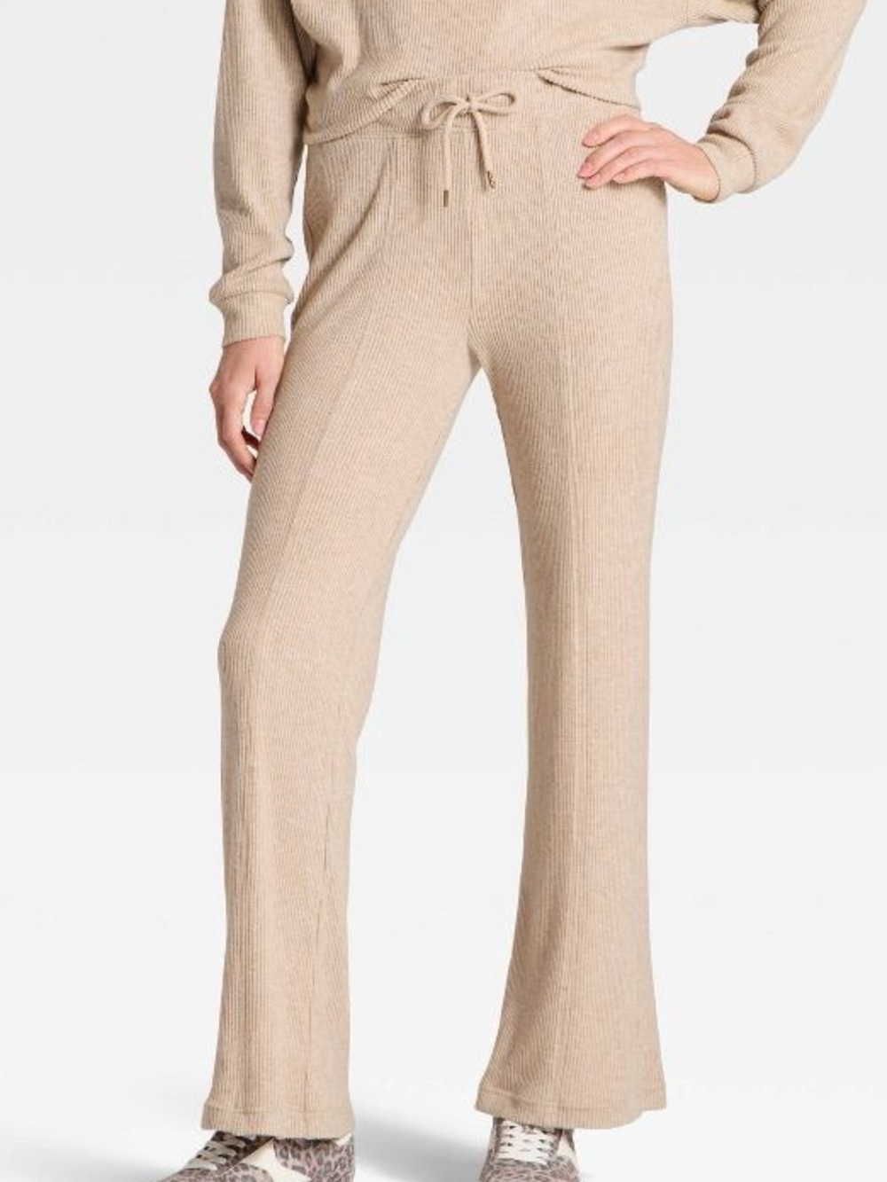 UNIVERSAL THREAD - Women's Mid-Rise Ribbed Flare Pants Oatmeal Sz XXL NWT